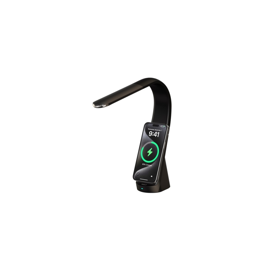 Immax NEO 09110L - Lámpara de mesa LED regulable con carga inalámbrica MAGIC LED/5W/230V, negra