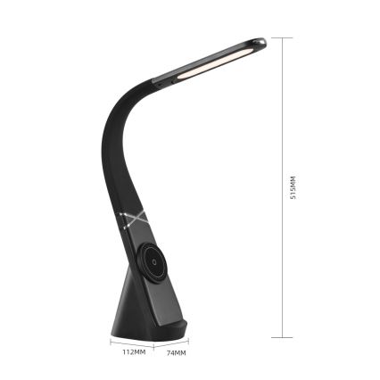 Immax NEO 09110L - Lámpara de mesa LED regulable con carga inalámbrica MAGIC LED/5W/230V, negra