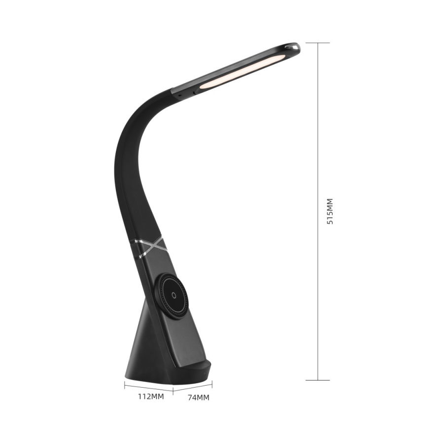 Immax NEO 09110L - Lámpara de mesa LED regulable con carga inalámbrica MAGIC LED/5W/230V, negra