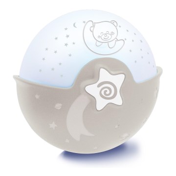Infantino - Lámpara infantil pequeña con proyector 3xAA gris
