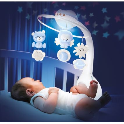 Infantino - Carrusel para cuna con melodía 3 en 1, 3xAAA, azul
