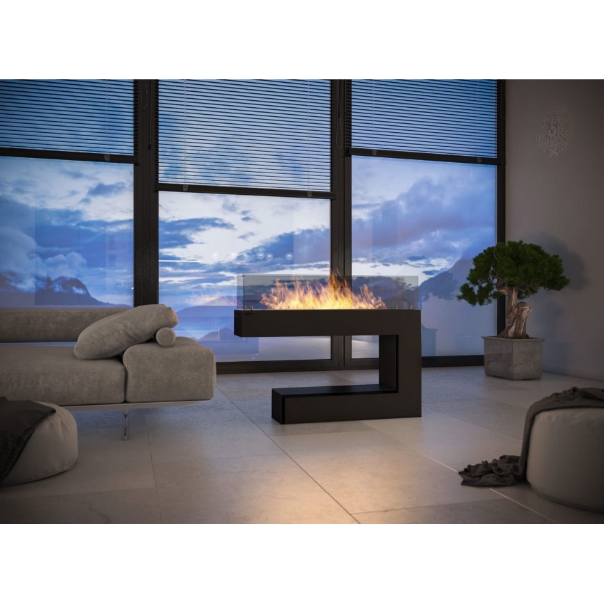 InFire - Chimenea BIO 110x92 cm 3kW negra