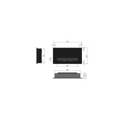 InFire - Chimenea BIO empotrada 90x50 cm 3kW negro