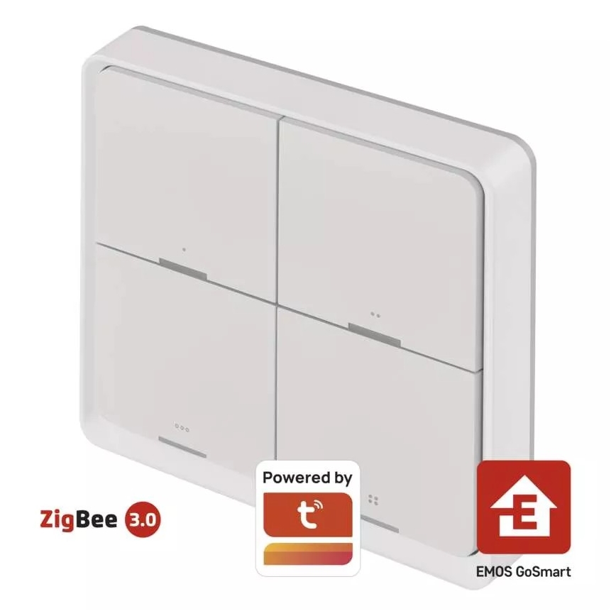 Interruptor 4 botones GoSmart 1xCR2430 Tuya blanco