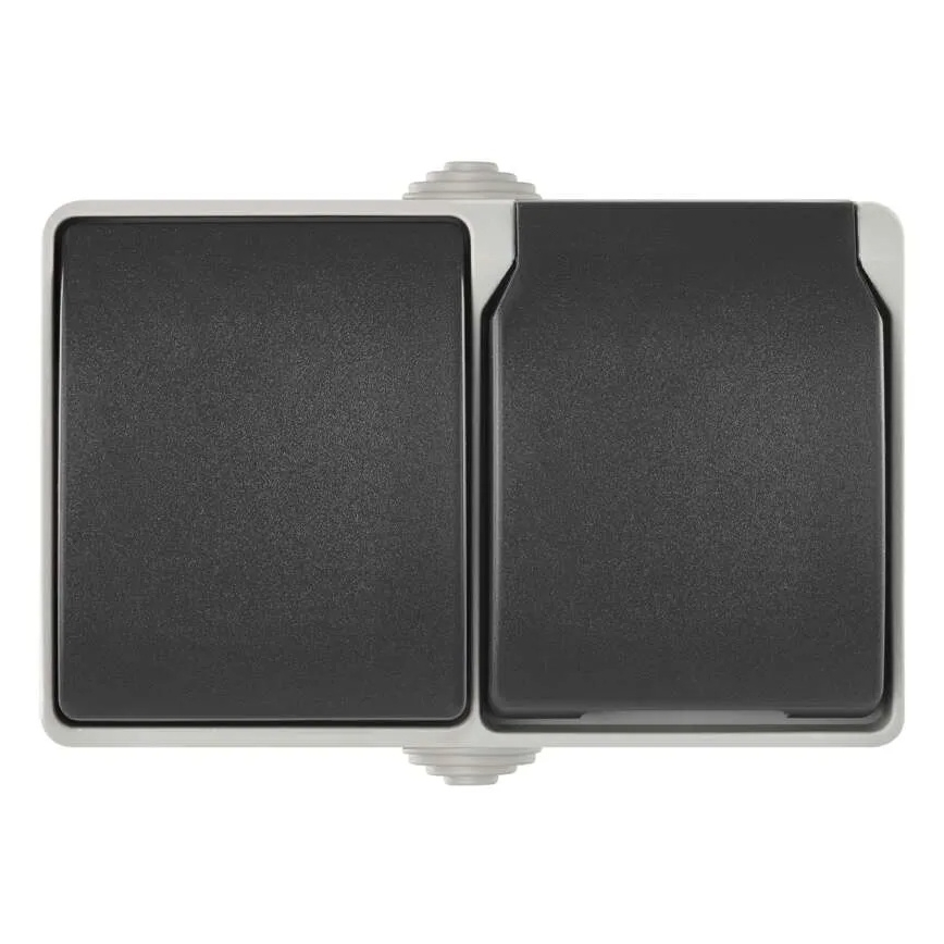 Interruptor doméstico alterno n.º 6 con enchufe 250V/16A IP44 gris