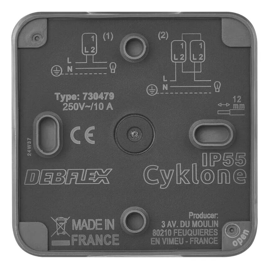 Interruptor doméstico de corriente alterna 250 V/10 A IP55