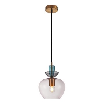 ITALUX - Lámpara colgante con cable FANDA 1xE27/40W/230V dorada/gris ahumado