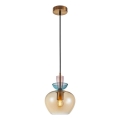 ITALUX - Lámpara colgante con cable FANDA 1xE27/40W/230V oro/beige ahumado