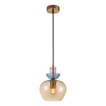 ITALUX - Lámpara colgante con cable FANDA 1xE27/40W/230V oro/beige ahumado