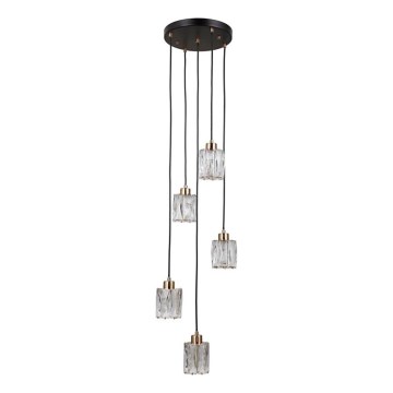 ITALUX - Lámpara colgante con cable TORNO 5xE14/40W/230V negro/dorado