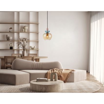 ITALUX - Lámpara colgante con cable FANDA 1xE27/40W/230V oro/beige ahumado