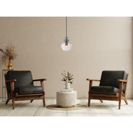 ITALUX - Lámpara colgante con cable FANDA 1xE27/40W/230V dorada/gris ahumado