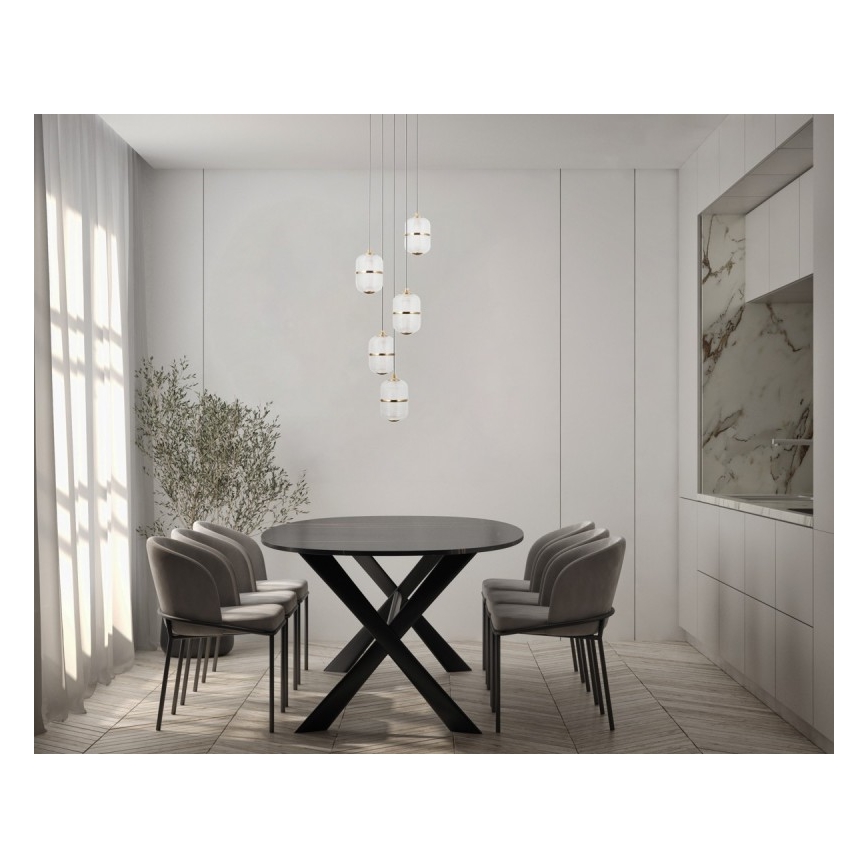 ITALUX - Lámpara colgante LED con cable ALANI 5xLED/5,6W/230V 3000K negro/dorado