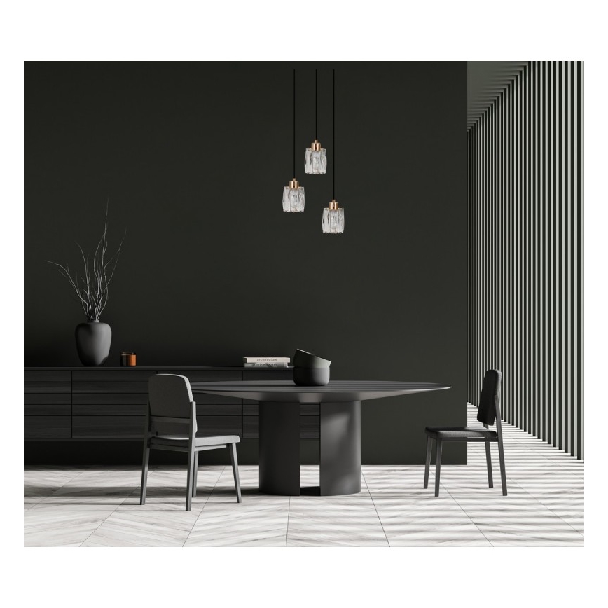 ITALUX - Lámpara colgante con cable TORNO 3xE14/40W/230V negro/dorado