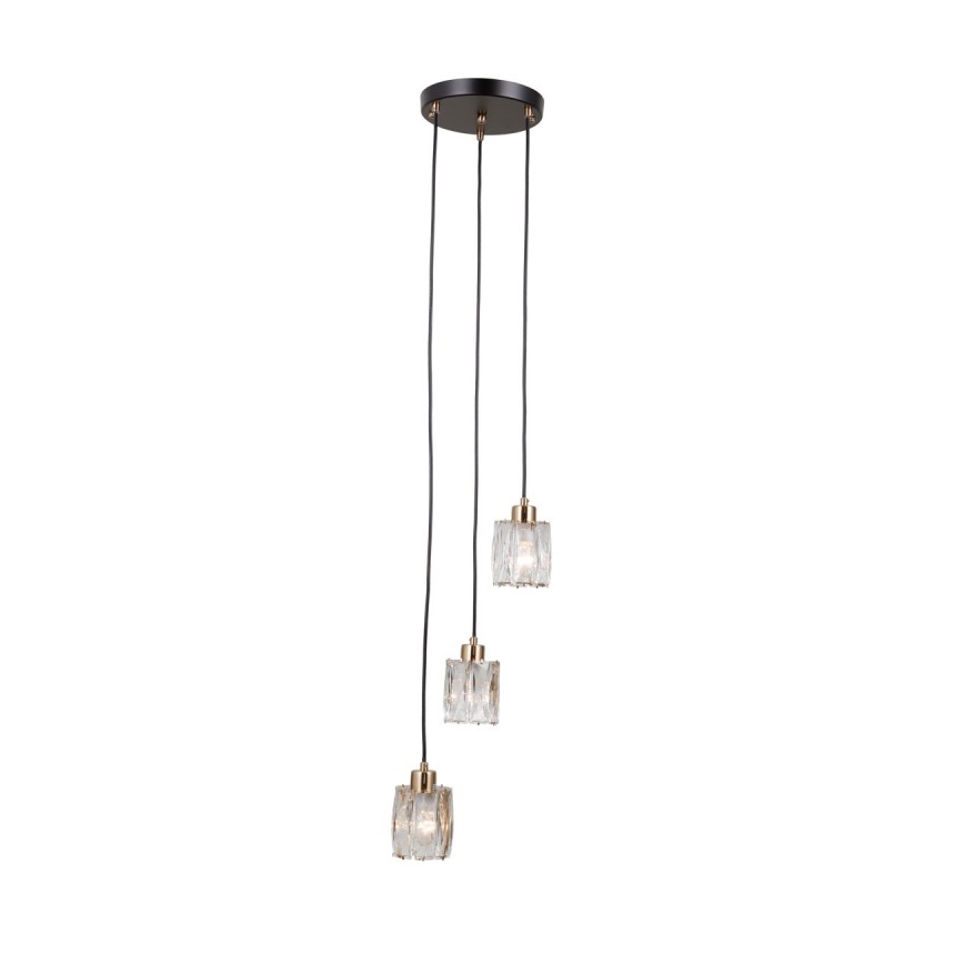 ITALUX - Lámpara colgante con cable TORNO 3xE14/40W/230V negro/dorado