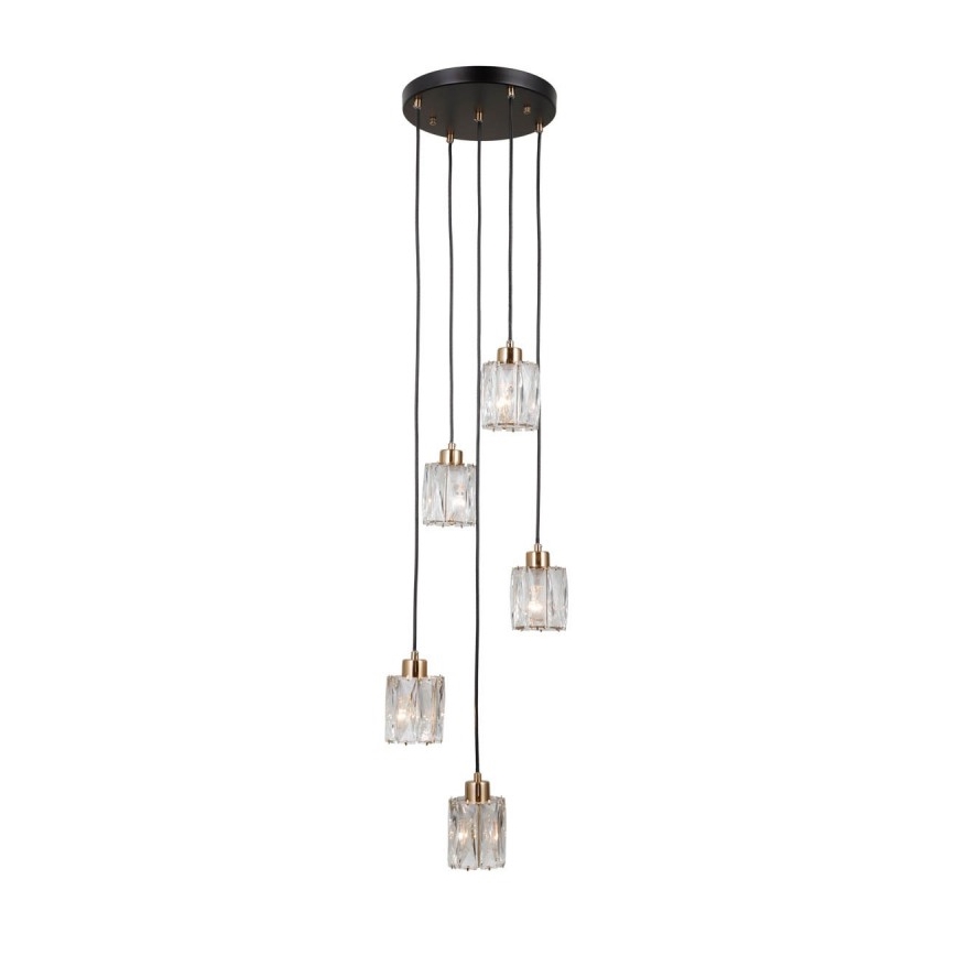 ITALUX - Lámpara colgante con cable TORNO 5xE14/40W/230V negro/dorado