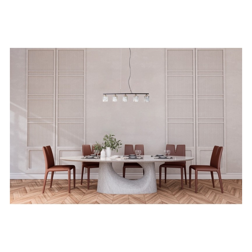 ITALUX - Lámpara colgante con cable SIMONA 5xE14/40W/230V negra/dorada