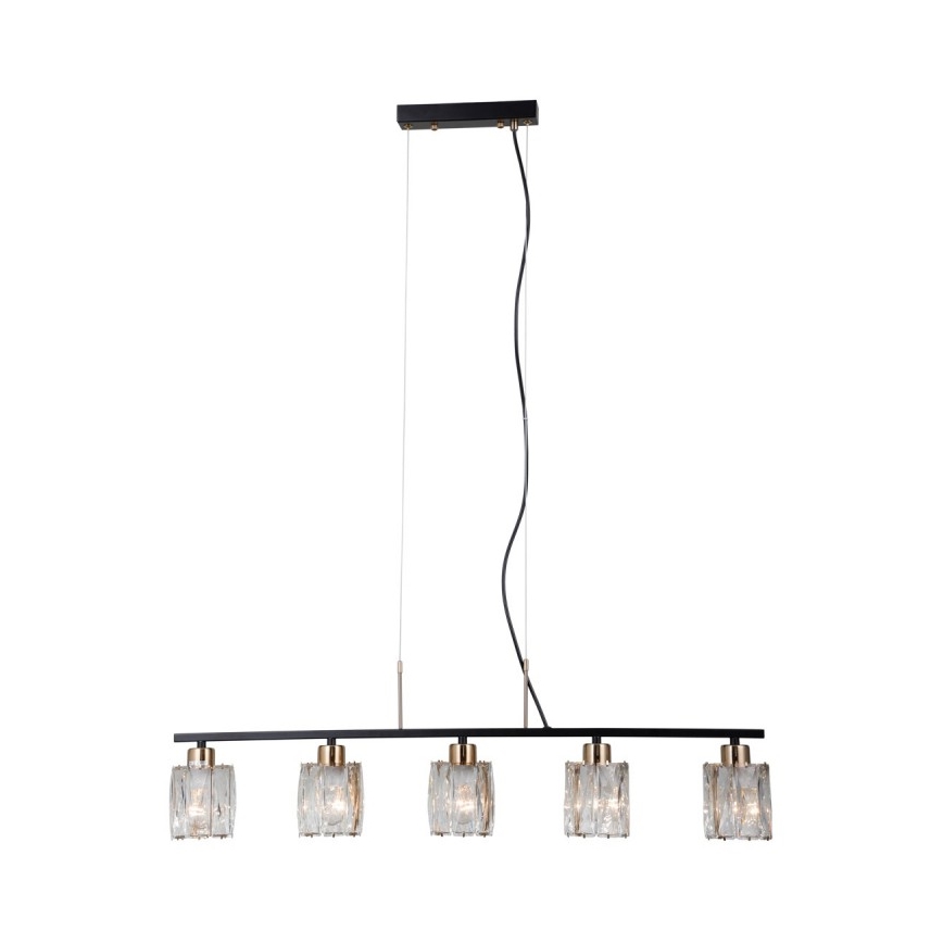 ITALUX - Lámpara colgante con cable SIMONA 5xE14/40W/230V negra/dorada
