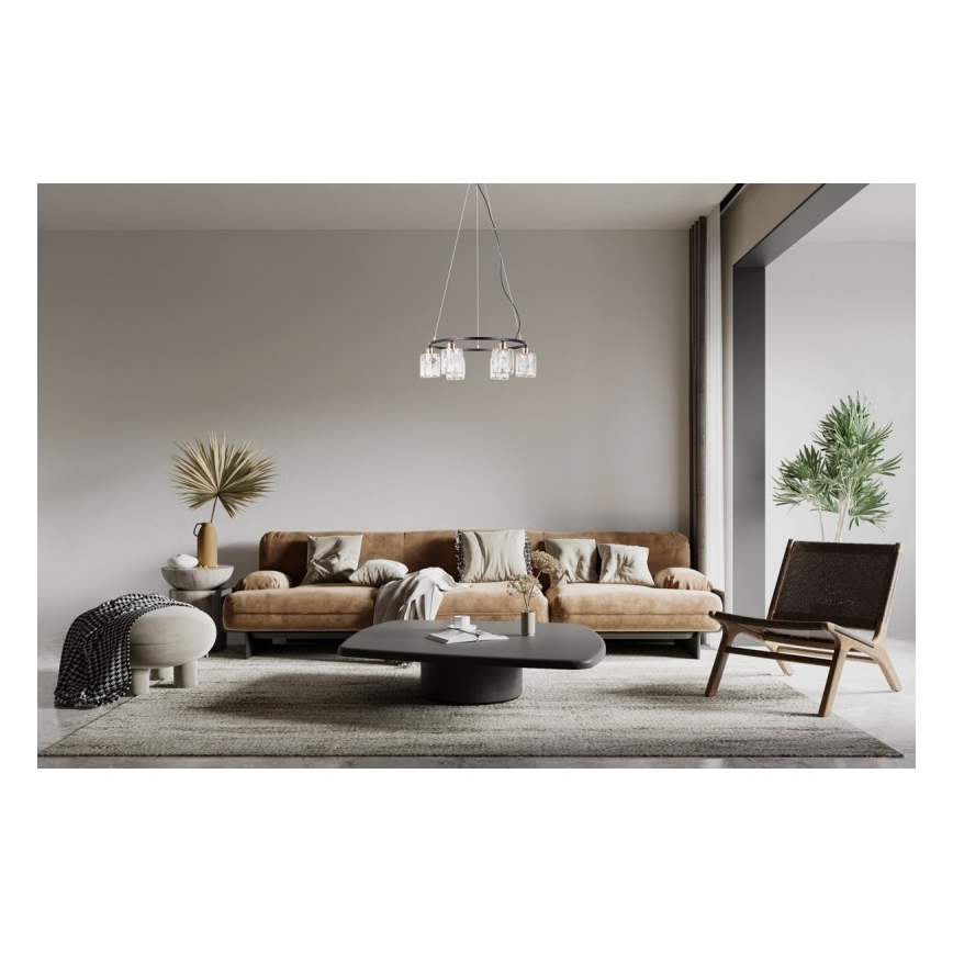 ITALUX - Lámpara colgante con cable SIMONA 6xE14/40W/230V negro/dorado