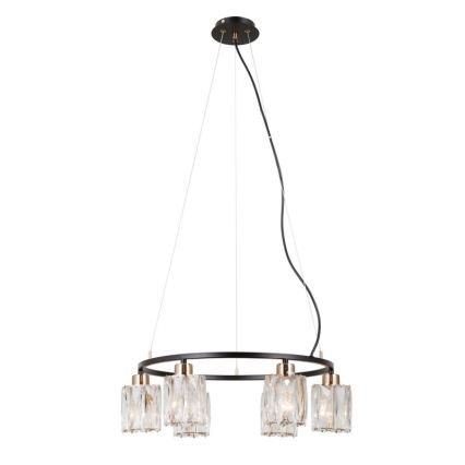 ITALUX - Lámpara colgante con cable SIMONA 6xE14/40W/230V negro/dorado