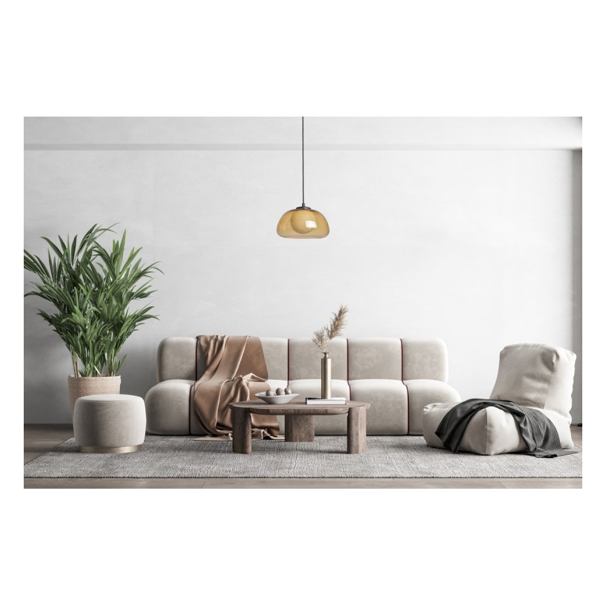 ITALUX - Lámpara colgante con cable AINALE 1xG9/7W/230V negro/marrón ahumado