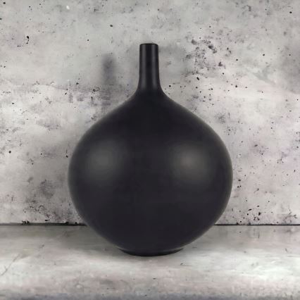 Jarrón de cerámica 24 cm, negro mate