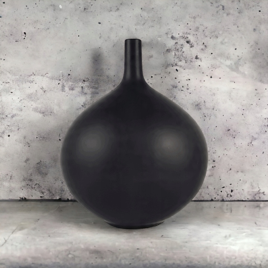 Jarrón de cerámica 24 cm, negro mate