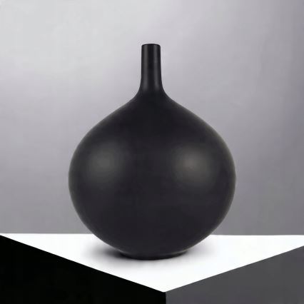 Jarrón de cerámica 24 cm, negro mate