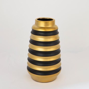 Jarrón de ceramica 25x14 cm dorado/negro