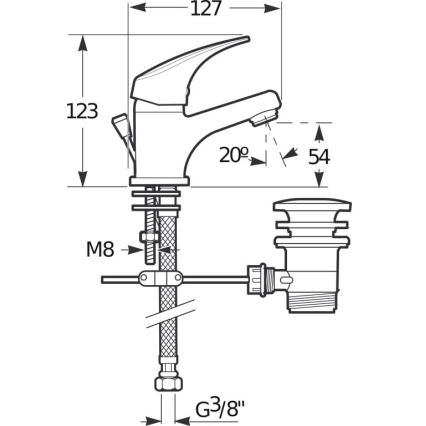 JIKA H3111N10041111 - Grifo para lavabo con desagüe y rebosadero TALAS 12,3 cm cromo brillante