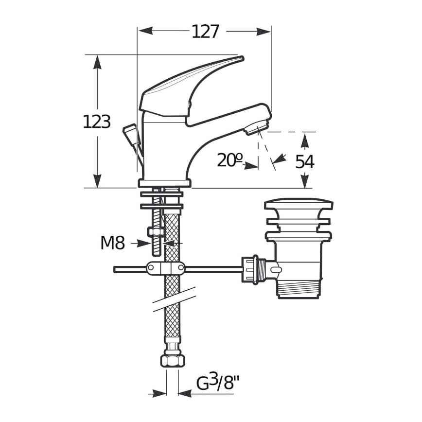 JIKA H3111N10041111 - Grifo para lavabo con desagüe y rebosadero TALAS 12,3 cm cromo brillante