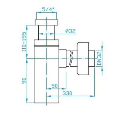 JIKA H3747300040001 - Sifón para lavabo cuadrado CUBITO, cromado brillante