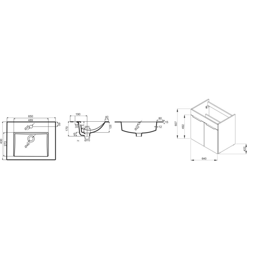 JIKA H4536011763001 - Mueble de baño con lavabo CUBE 60,7x65 cm blanco
