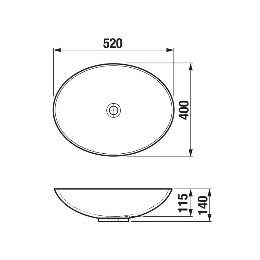 JIKA H8183640001121 - Lavabo para encimera ASTRA 52x40 cm cerámica/blanco