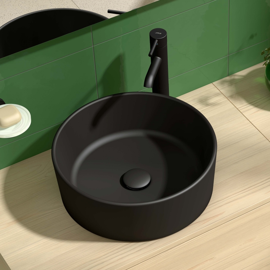 JIKA H8184207161121 - Lavabo sobre encimera CUBITO Ø 40 cm cerámica/negro mate