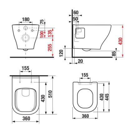 JIKA H8666160000001 - Inodoro suspendido DEEP, cerámica blanca + asiento de inodoro SoftClose DEEP, duroplástico blanco