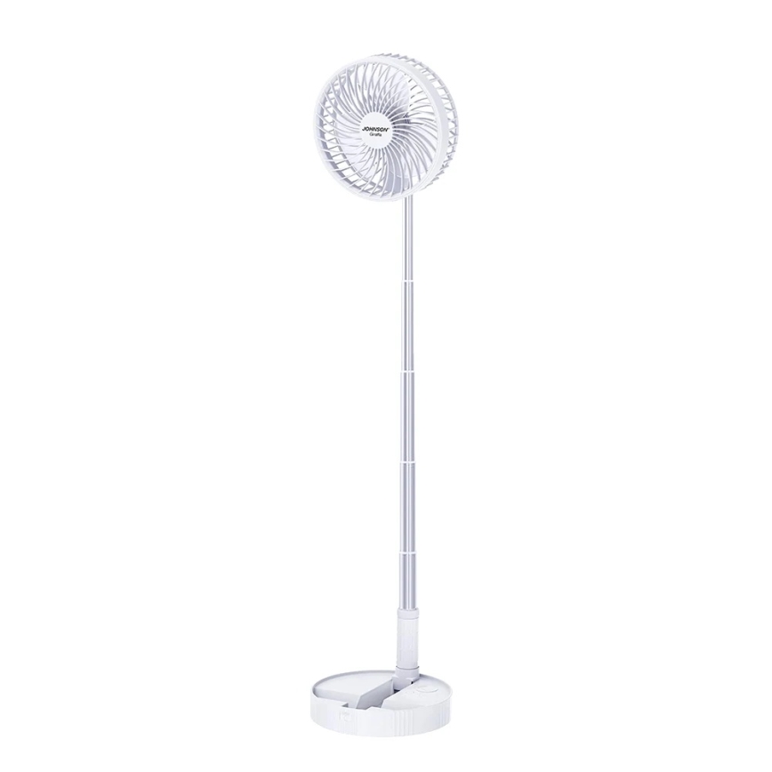 JOHNSON - Ventilador de sobremesa recargable GIRAFFA 5W/3,7V 1200 mAh Ø 20 cm color blanco