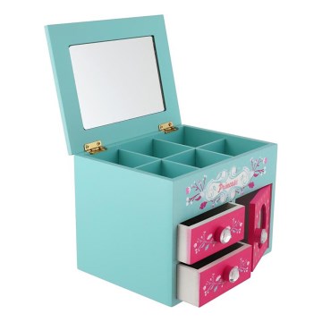 Joyero con espejo PRINCESS rosa/azul