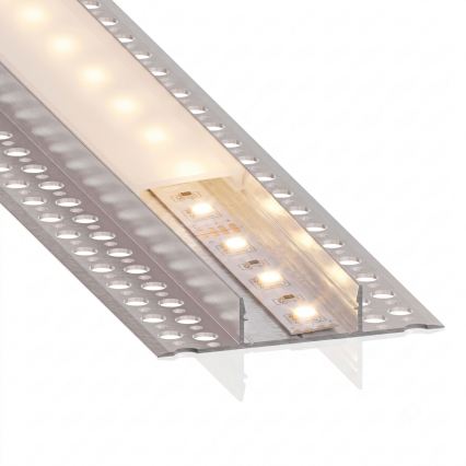 Juego 1x tira LED FLEX de 2 m con sensor de movimiento, 3,6 W, alimentación 4x AA + 2x perfil empotrable de 1 m, plateado/blanco
