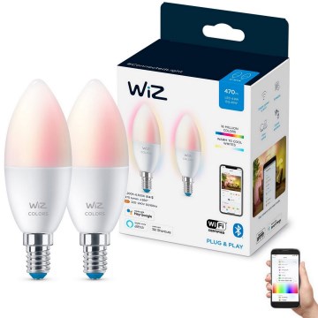 JUEGO 2x Bombilla LED RGBW regulable C37 E14/4,9W/230V 2200-6500K Wi-Fi - WiZ