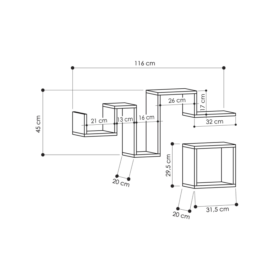 JUEGO 2x Estante de pared SEGUIR marrón