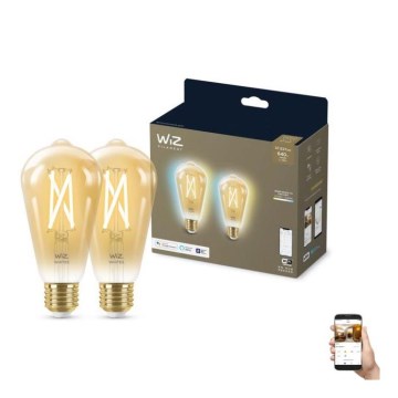 JUEGO 2x LED Bombilla regulable VINTAGE FILAMENT ST64 E27/6,7W/230V 2000-5000K Wi-Fi - WiZ