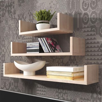 JUEGO 3x Estante de pared TRIO roble sonoma