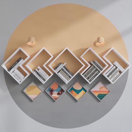 JUEGO 5x Estante de pared ELITRA blanco