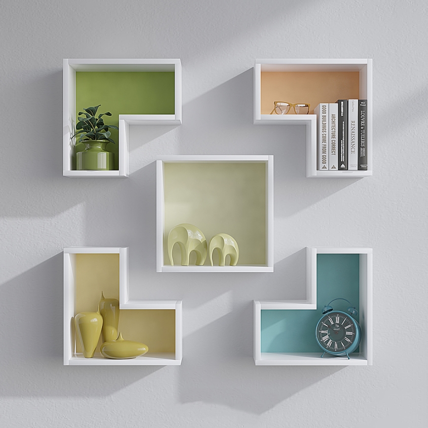 JUEGO 5x Estante de pared ELITRA blanco