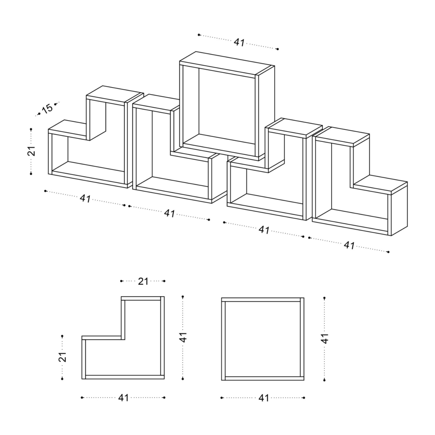 JUEGO 5x Estante de pared ELITRA blanco