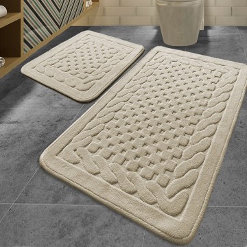Juego de 2 alfombrillas de baño BAMBI 60/100 cm beige