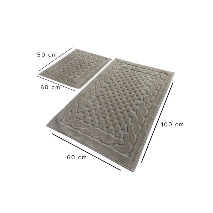 Juego de 2 alfombrillas de baño BAMBI 60/100 cm beige