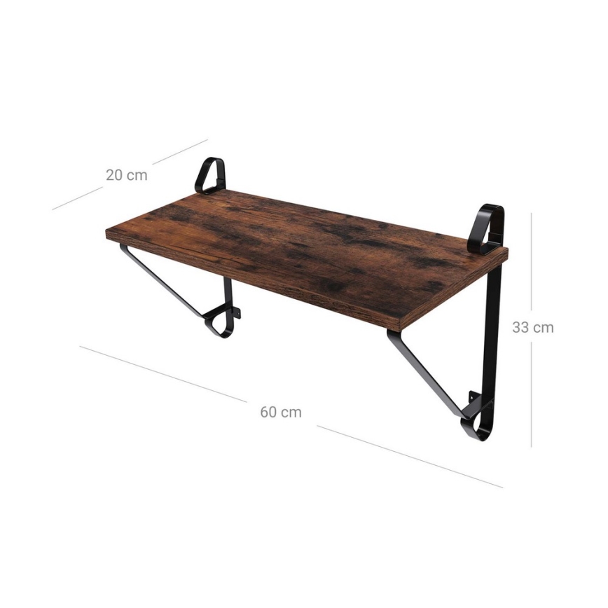 Juego de 2 estantes de pared SHELFY marrón/negro