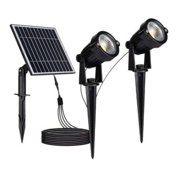 Juego de 2 lámparas solares LED para exterior 2xLED/1,2W/3,7V IP65 3000K 4000 mAh